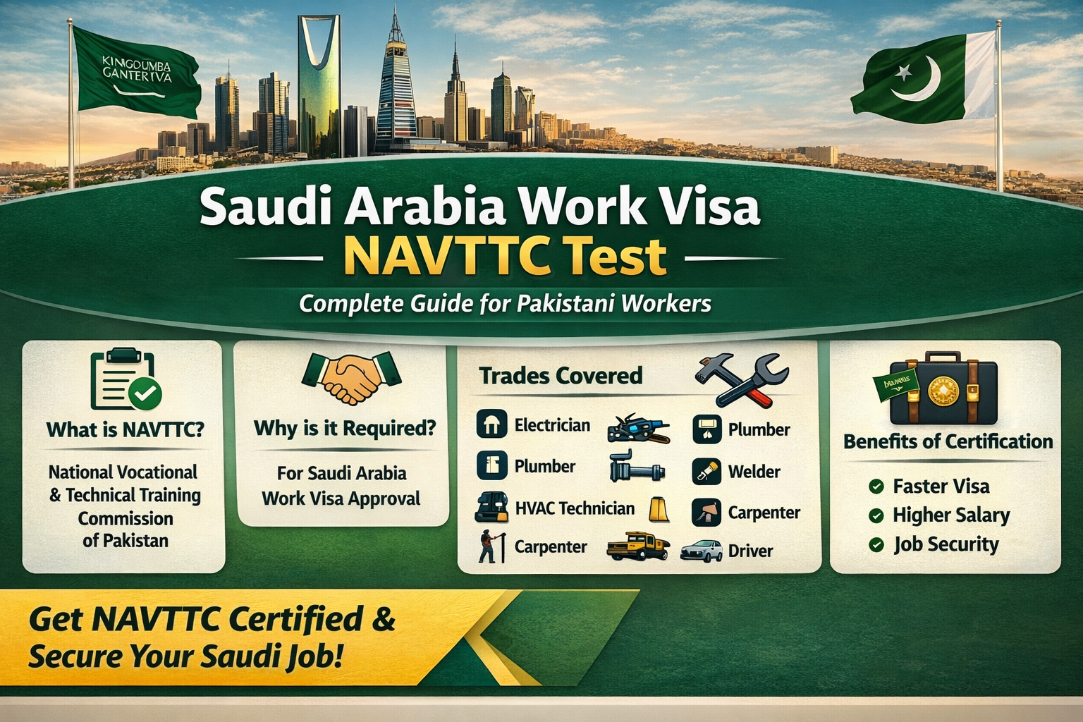 Saudi Arabia work visa NAVTTC test guide for Pakistani workers